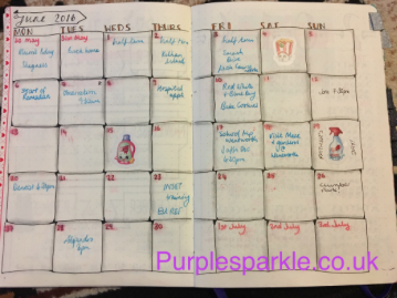my first bullet journal calendar